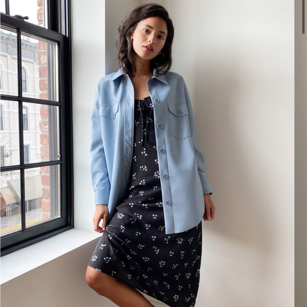 Baby Blue Leather Jacket Soft Buttery Vegan leather by Aritzia